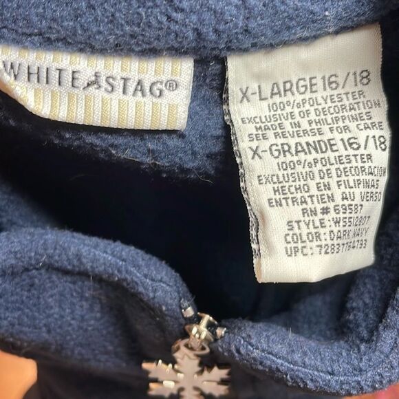Vintage Christmas Full Zip Fleece Jacket, Navy, Sweater, White Stag, Women’s XL - Picture 5 of 6